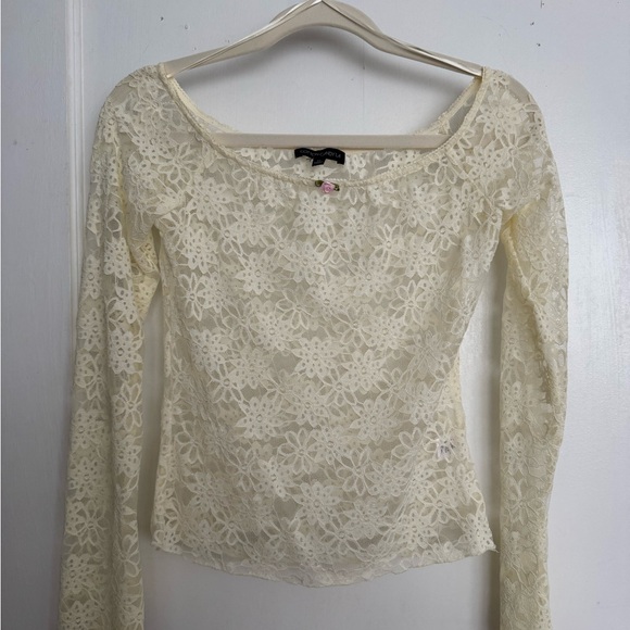 Cotton Candy Cream Floral Lace Blouse - Picture 1 of 3